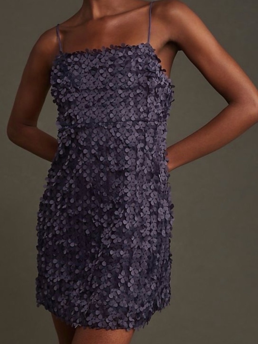 Anthropologie Purple Mini Dress Appliqué